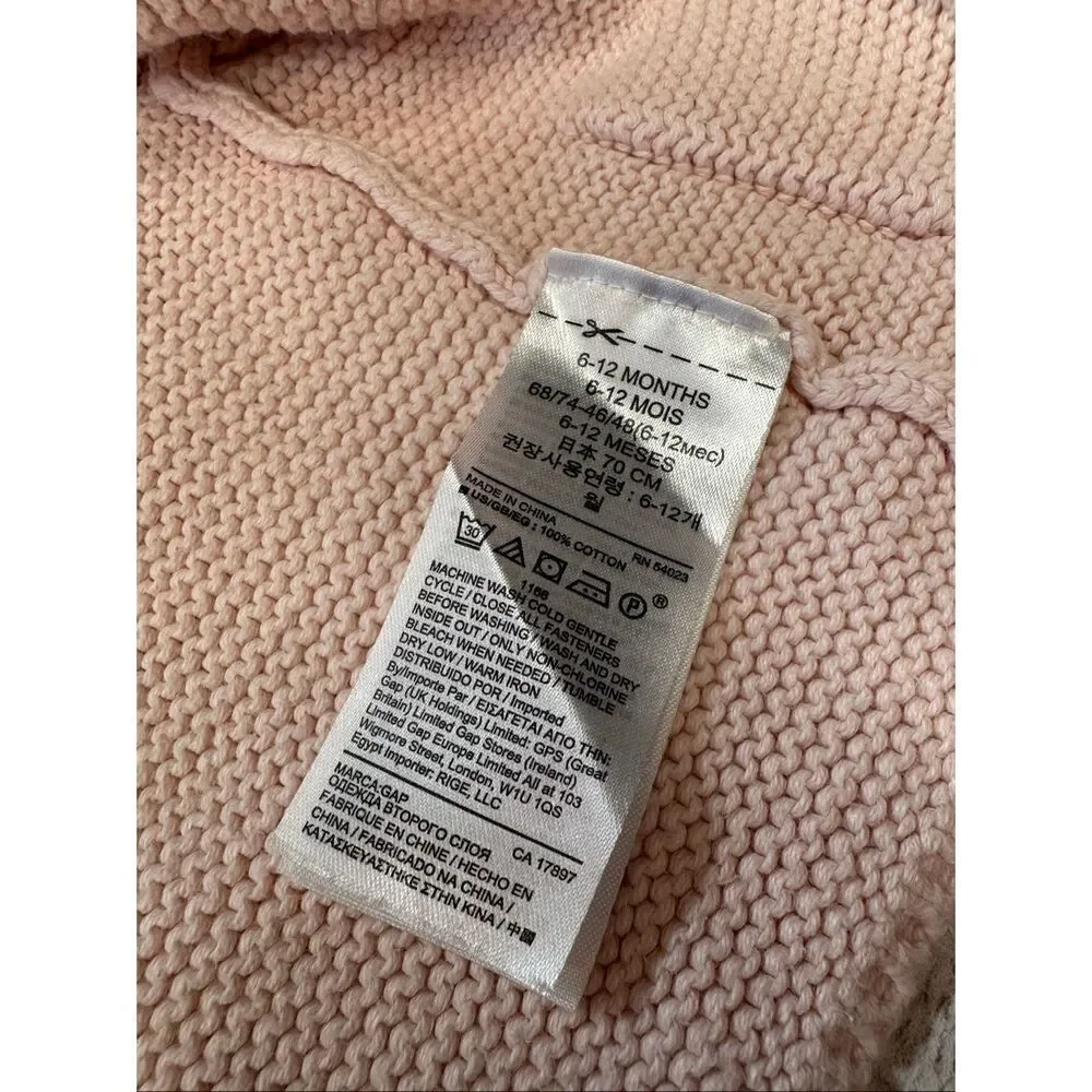 GAP Baby Bear Cardigan Milkshake Pink 6-12MO